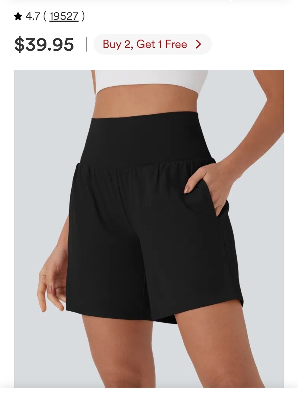 HALARA Black High-Rise Athletic Shorts with Pockets
